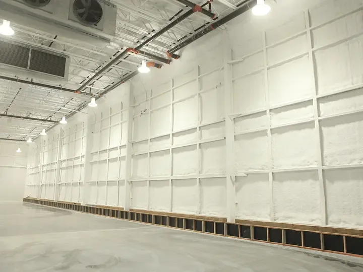 Spray foam insulated commercial building interior