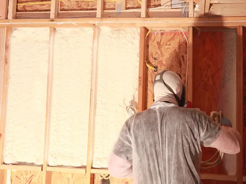 Spray foam installation in framed walls