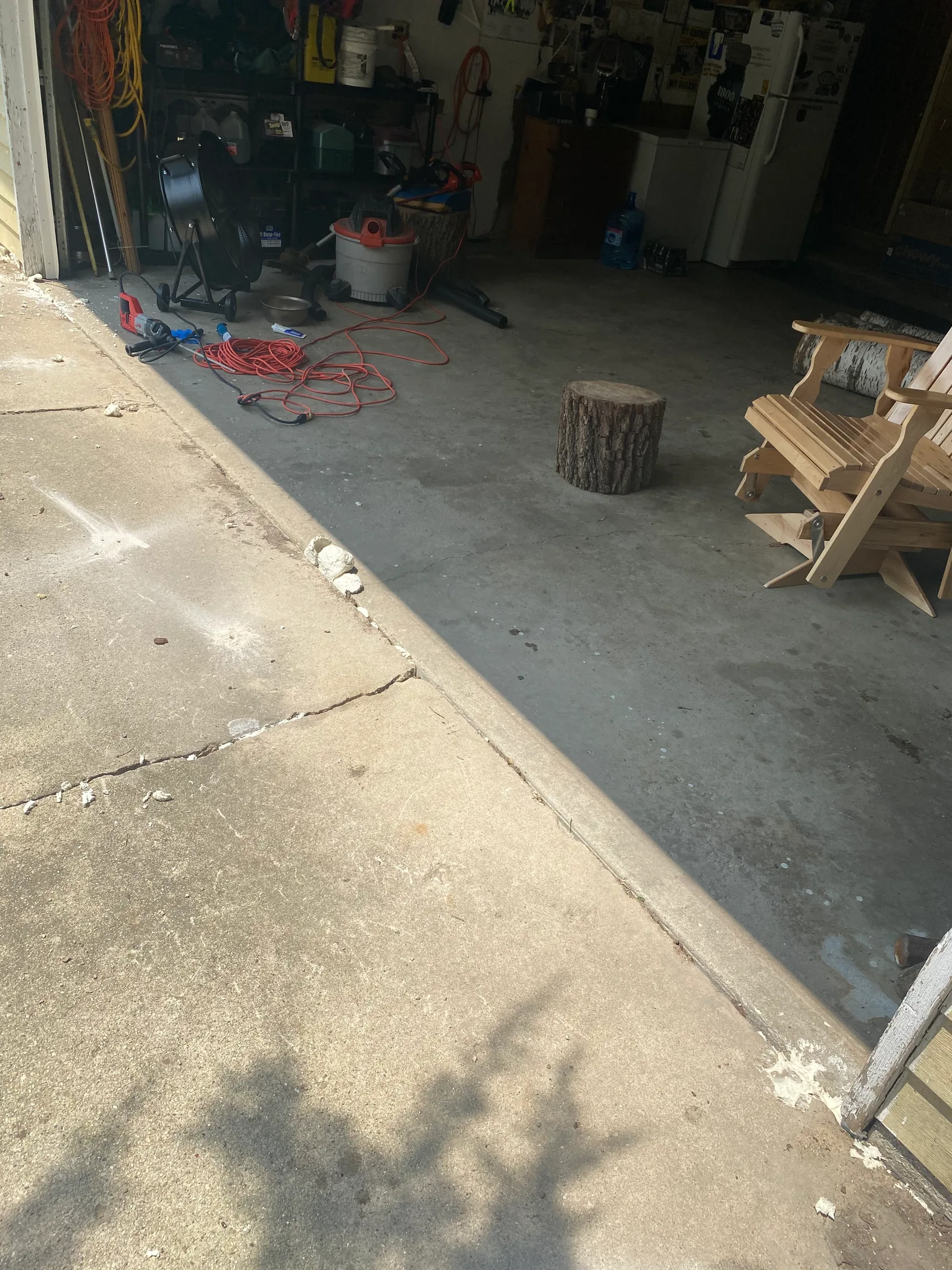 Concrete floor inside a garage