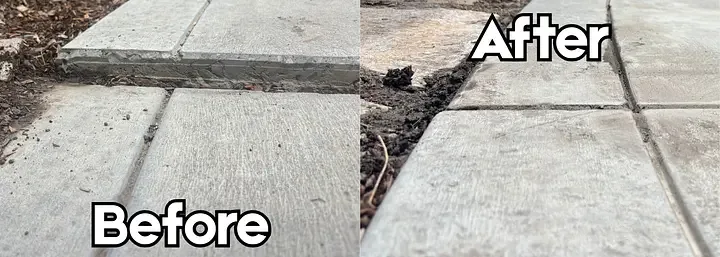Walkway before and after leveling in Burley, Idaho