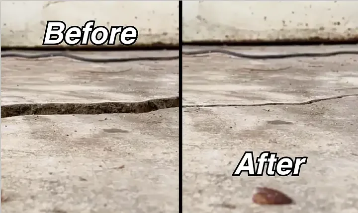 Concrete surface leveling before and after concrete lifting